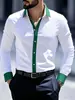 Camisa Social Masculina 3D de Manga Longa Cardigã Botão Novo Temu Aliexpress Cor Sólida Casual Estilo Férias