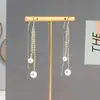 Pendientes de Perlas Exagerados de Lujo Ligero de Gama Alta para Todas las Ocasiones, Pendientes Geométricos de Diamantes con Borla de Concha Retro Francesa