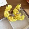Brincos de Flor de Chiffon de Tecido Retro em Forma de C Europeus e Americanos, Argolas Exageradas Personalizadas, Brincos de Luxo Leve de Alta Qualidade para Mulheres
