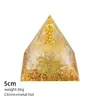 Adorno de pirámide de cristal natural de 5 cm para decoración de oficina y hogar en Europa y América, pirámide de resina con piedra triturada de colores