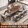 Mesa de Té Grande de Madera Maciza, Juego de Mesa de Té para Recepción de Oficina, Combinación de Mesa de Té y Sillas al por Mayor, Juego de Mesa de Té y Sillas