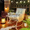 Mecedora de Ocio para Balcón para Uso en Casa, Sofá Perezoso para Apartamentos Pequeños, Silla para Siestas, Mecedora de Ratán de Moda, Sillón de Relax para Adultos