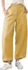 Pantalones de pierna ancha cropped ajustados de cintura alta, estilo casual suelto de nuevo estilo para verano, transfronterizos europeos y americanos, en color liso con botones