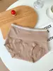 2888 Roupa Íntima Feminina Macia Suave Francesa Cintura Média Calcinha Doce para Meninas Xadrez Algodão Puro Antibacteriana Novo Estilo 2025