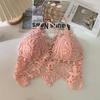 Sexy Crochet Hollow Backless Camisole Roupa Interior Feminina com Almofada no Peito All-match Top Chest Wrap Underwear