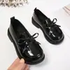 Zapatos para Niñas Suela Suave Zapatos Pequeños de Cuero Primavera y Otoño 2024 Nuevos Zapatos Individuales de Princesa con Borla y Lazo Mocasines Negros de Charol