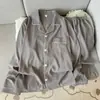Conjunto de Pijama de Algodão Nuvem para Homens, Primavera e Outono, Cor Sólida Simples, Manga Longa e Calça Longa, Roupa de Casa Casual Estilosa para Adolescentes