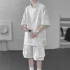 Traje Deportivo de Verano para Hombre, Cremallera Media Tie-Dye Seda de Hielo Manga Corta Pantalones Cortos, Conjunto Casual de Dos Piezas para Jóvenes
