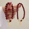Pulsera de Cuentas de Transferencia de Fortuna de Arena Dorada Púrpura de Mineral Crudo de Cinabrio para Mujeres, Regalo de Año del Zodiaco, Pulsera de Joyería de Bajo Contenido con Cuentas