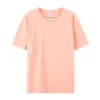 Camiseta de Algodão Puro com Gola Redonda e Manga Curta Verão Algodão Respirável Solta Cor Lisa Base Casual Unissex Versátil