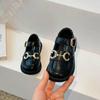 Sapatos de Menina Sapatos de Couro de Princesa para Crianças 2025 Primavera e Outono Novos Mocassins Preto Sola Macia Estilo Britânico Sapatilhas de Primavera