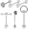 Aço inoxidável Clássico Língua Stud 6 Piece Set Amazon Hot Selling Straight Rod Misto 5 Cores Opcional Língua Anel Piercing Jóias