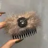Peine de Pelo de Visón Dongdaemun Pasador Coreano Peine de Dientes Versátil Estilo Retro Elegante Ladrillo Agua Ladrillo Pelo de Visón Estilo Princesa