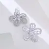 Pendientes de Flor de Alto Brillo con Microincrustaciones de Circonita para Mujer, Joyería de Oreja Exquisita de Plata 925 con Aguja, Nicho de Lujo Ligero Europeo y Americano