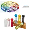 En Stock Botella Decantadora de Perfume de Tapa de Bola Colorida de 30 ml, Exquisita Botella Cuadrada de Vidrio, Botella de Perfume Portátil con Atomizador de Niebla Fina