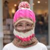 Gorro de Tricô Versátil Casual de Inverno Tiantiandai Tricolor com Aba de Pato Quente Aquecedor de Pescoço Ciclismo Integrado com Aba Larga