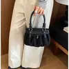 Bolso de ante de gran capacidad estilo coreano para mujer, nueva colección 2026, bolso de mano con pliegues y lazo para el hombro, bolso de moda para el día a día
