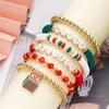 Pulseira Europeia e Americana Transfronteiriça de Alce de Natal de Cerâmica Macia Colorida de Cerâmica Macia Joias Nicho Carta Elástico Conjunto de Pulseiras