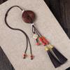 Colgante de borla con hebilla Ping An con patrón de sándalo rojo natural para coche, un viaje seguro, para espejo retrovisor interior del coche, adornos al por mayor