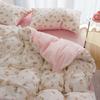 Nuevo estilo de algodón lavado de ala ancha estampado de cuatro piezas Juego de ropa de cama para el hogar de alta densidad y alto recuento Cuatro estaciones Universal Exquisito Agradable para la piel