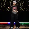 Ropa de Baile Jazz para Niñas Hip-Hop Niña Jazz Danza del Ombligo Ropa de Performance para Pasarela Niños Hip-Hop Pantalones Plateados