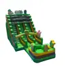 Tobogán inflable con temática de dinosaurios de la jungla, diseño simulado de planta verde, fábrica de equipos inflables de entretenimiento comercial para exteriores