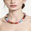 Colar de acrílico com contas transfronteiriço europeu e americano para comércio exterior na Amazon, acessório de pescoço casual de moda, estilo boêmio para férias na praia