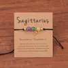 Pulseras de Hilo Tejido con Piedras Naturales de los Doce Signos del Zodíaco, Venta Caliente Transfronteriza, Tamaño Ajustable, En Stock al por Mayor
