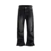 ERD Vaqueros de Mezclilla Desgastados con Agujeros Rasgados Pintados a Mano, Segunda Generación Rica Deprimida, Pantalones Largos de Pierna Recta Sueltos, Marca de Tendencia Urbana para Hombre