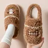 Chinelos de algodão femininos para outono e inverno, com sola grossa, antiderrapantes, quentes e de pelúcia, adequados para uso interno, e também disponíveis em estilo de casal para homens