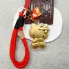 Llavero de Gato KT Hello Kitty de Oro Puro 999 Cordón para Teléfono Colgante para Bolso Tienda de Oro Promoción en Piso Tráfico Conducción Regalo Colgante Pequeño