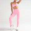 Conjunto de Yoga para Mulheres: Lindo Top Esportivo com Alça no Pescoço, Calça Fitness Yoga Integrada Levanta Bumbum Pêssego, Conjunto de Yoga para Mulheres