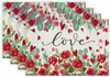 Mantel individual de lino para el Día de la Madre Impresión de carta de amor transfronteriza de Amazon Servilleta decorativa de mesa Vajilla Alfombrilla aislante del calor