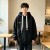 Sudadera con capucha estilo americano para hombre, colección primavera/otoño, marca de moda, sensación de alta calidad, talla grande, corte holgado, chaqueta casual de peso pesado, negro