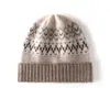 Novedad Otoño e Invierno Atmósfera Retro Jacquard Nórdico Cálido Sombrero Cúpula Lana Tejida Gorro Frío Mujer Sombrero de Cachemira