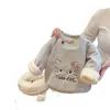 Moletom Acolchoado Espesso de Três Camadas Outono e Inverno para Meninas Bebês Meninas Tendência Quente Manga Longa Roupas Infantis Roupas de Crianças