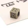 Accesorios para Joyería DIY Zakka Bronce Antiguo Cuentas de Agujero Grande Cuadradas Retro Letras Pulsera Materiales