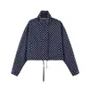 Ropa europea y americana transfronteriza para mujer ZA otoño nuevo versátil cuello alto diseño de lunares y bloques de color chaqueta de seersucker abrigo casual
