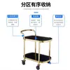 Carrito de Bar Móvil de Acero Inoxidable de Doble Capa Carrito de Entrega de Comida para Hotel Restaurante Carrito Pequeño para Servicio de Té de Cocina Pastel de Cumpleaños