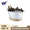Balde de Gelo Decorativo de Ferro Galvanizado com Corda de Cânhamo Vintage Balde de Gelo de Grande Capacidade Balde de Gelo para Festa Piquenique