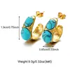 Pendientes de acero inoxidable con forma de C de piedra natural estilo ins diseño de nicho sentido de la moda lujo ligero versátiles pendientes de alta gama al por mayor