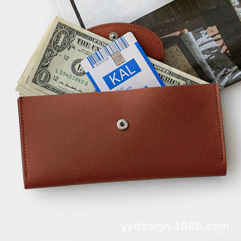 女士一体式长款双折双层PU 皮革钱包