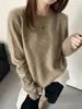 Elegante suéter de punto casual versátil para mujer, color sólido, cachemir, cuello redondo, manga larga, 26 otoño, nuevo top estilo coreano