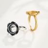 Anillo Loto Soporte Vacío Retro Versátil Chapado en Oro de 18K Elegante para Mujer Montura Vacía para Anillo con Superficie de Huevo 10*10