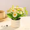 Manzanilla Pastoral Bonsái Pequeño Flor Creativa Flor de Simulación Decoración para el Hogar Estudio Decoración Planta Verde Artificial Planta en Maceta de Simulación