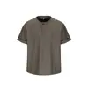Yidao Vintage 2026 Verano Nuevo Estilo Retro Americano Old Money Bloque de Color Rayas Holgado Casual Cuello Henley Manga Corta