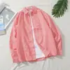 Camisa Casual de Moda a Rayas Rojas Cuello Solapa Alta Gama Adelgazante Primavera y Otoño Nueva Manga Larga Top de Popelina