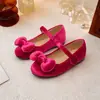 Zapatos Mary Jane de terciopelo multicolor para niña, adecuados para vestidos de florista y actuaciones, zapatos de una sola hebilla vintage para niña