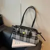 Bolso de Hombro a Cuadros de Moda para Mujer 2026 Nueva Moda Versátil Simple Bolso de Hombro Gran Capacidad Bolso Tote para el Trabajo
