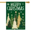 Nueva bandera decorativa de Navidad para gato de invierno transfronteriza, pino, escena de nieve, tela colgante para bandera de jardín, venta al por mayor personalizada